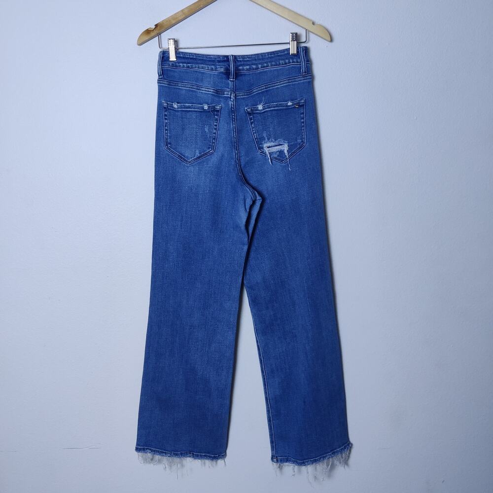 Mica High Rise Wide Leg Distressed Boho Relaxed Stretch Jeans Raw Hem Size 27 - Picture 5 of 16